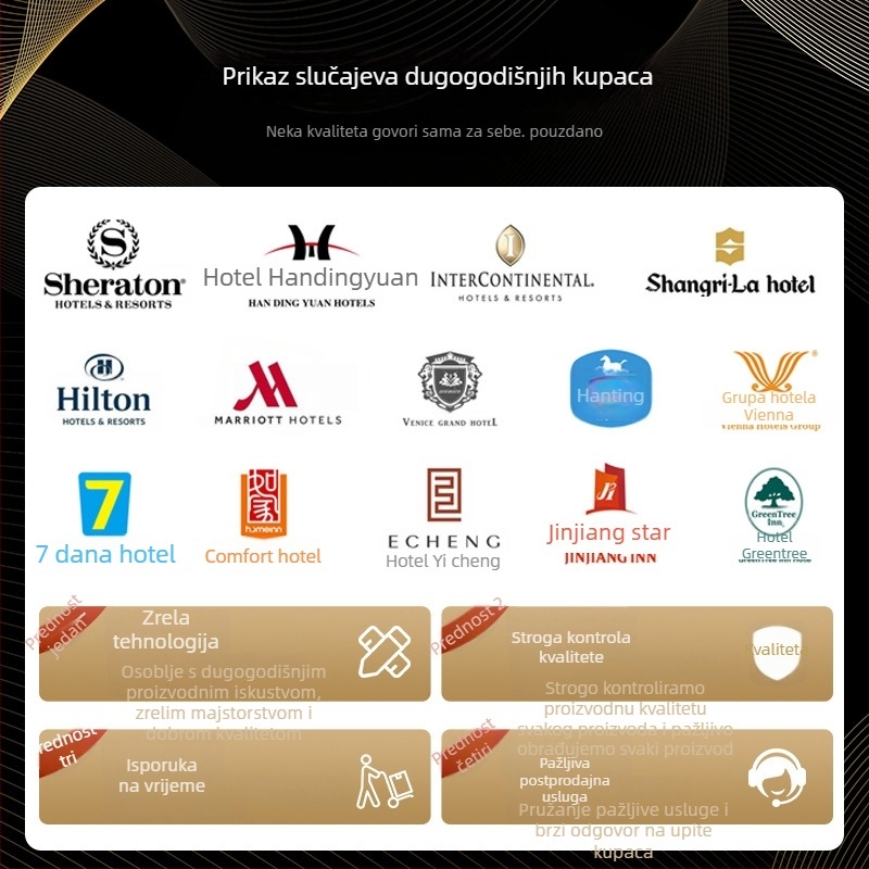 Prilagođeni hotelski set posteljine od 100% pamuka sa satenskim prugama, četverodjelni
