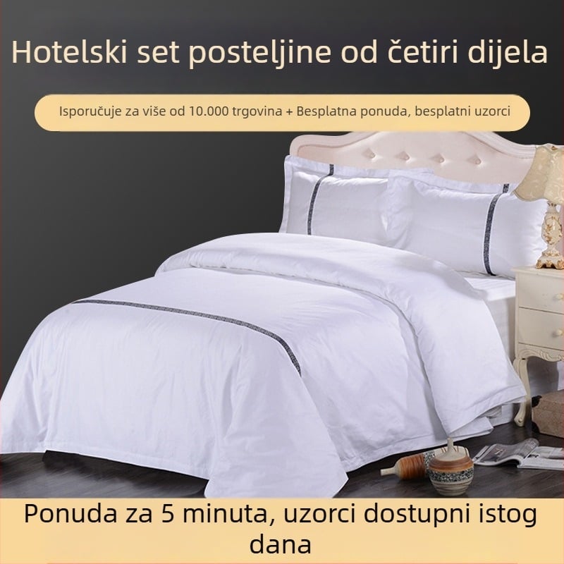 Set hotelskog posteljinskog satena od 100% pamuka, četiri dijela, reaktivno bojanje