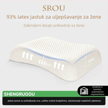 Sanruo 93% prirodni lateks, ženski jastuk za ljepotu s zakrivljenim dizajnom koji pristaje kralježnici vrata
