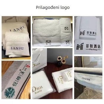 Hotelski ručnik, 100% pamuk, debeo i velik, pogodan za kozmetičke salone, gostinjama i hotelima, s ušivenim logom, visoka kvaliteta