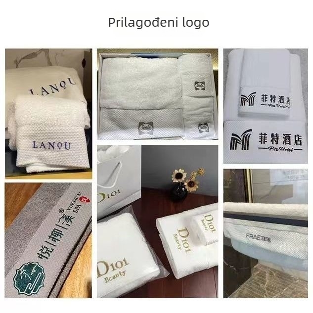 Hotelski ručnik, 100% pamuk, debeo i velik, pogodan za kozmetičke salone, gostinjama i hotelima, s ušivenim logom, visoka kvaliteta
