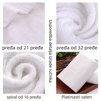 Bijeli ručnik od 100% pamuka, debeo i visoko upijajući, pogodan za hotele, pansione i spa centri, mogućnost personaliziranog izveza