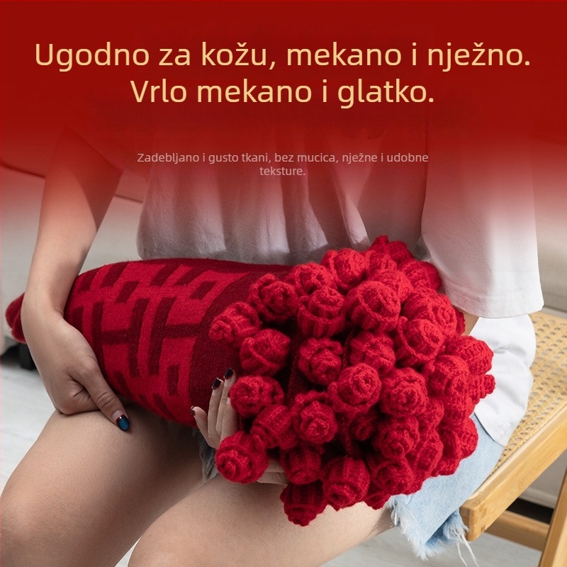 Ručni kukičani svadbeni deka u obliku buketa ruža, kineski stil, promjer 60 cm, 22 cvijeta, 1000–1499 g, poliester, gotov proizvod