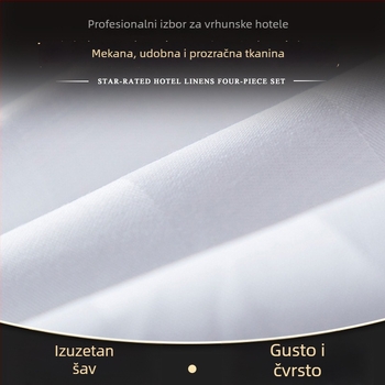 Bijele posteljine od 100% pamuka za hotele i sobe za goste, s 3 cm satenskim trakama, gusto tkane i debeli