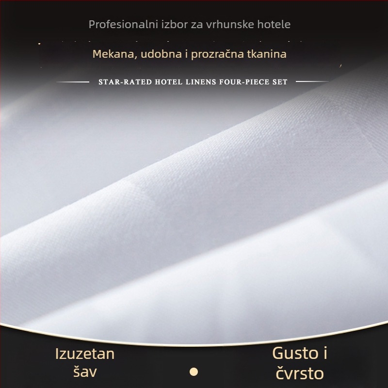 Bijele posteljine od 100% pamuka za hotele i sobe za goste, s 3 cm satenskim trakama, gusto tkane i debeli
