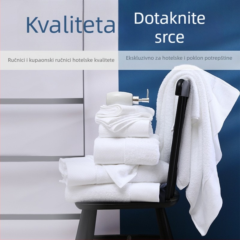 Bijeli pamučni ručnik za hotele i gostinjce, 150 g, 16s jednostruko vlakno, spirala tkanina