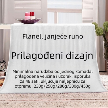 Prilagođena flanel deka s digitalnim printom, crtani motiv, ovčji velur i koralni pliš, za odmor