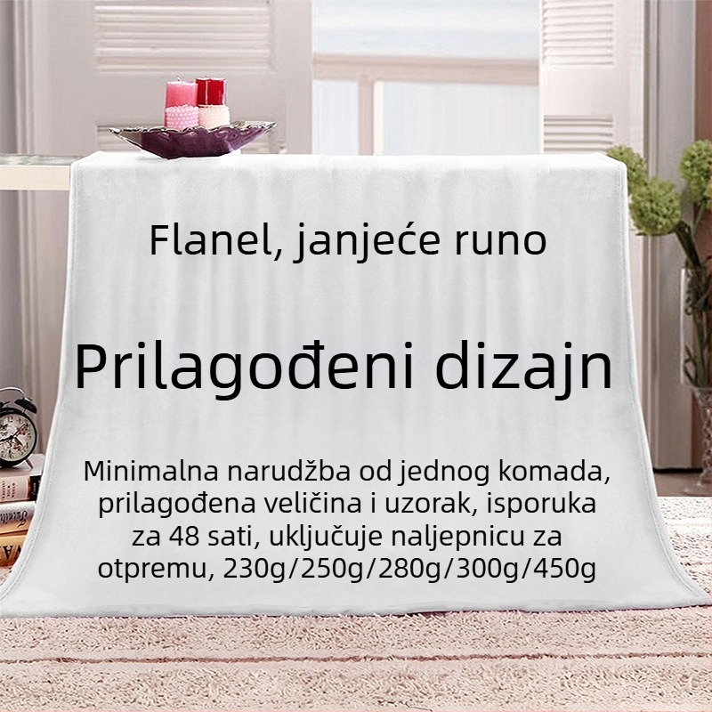 Prilagođena flanel deka s digitalnim printom, crtani motiv, ovčji velur i koralni pliš, za odmor