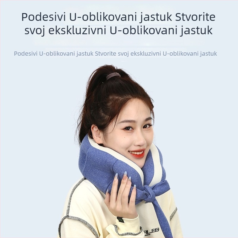 Nova prilagodljiva U-oblik jastuk za vrat, s toplom baršunastom tkaninom, bočna podrška iz više kutova, višefunkcionalan jastuk za kratke dremke