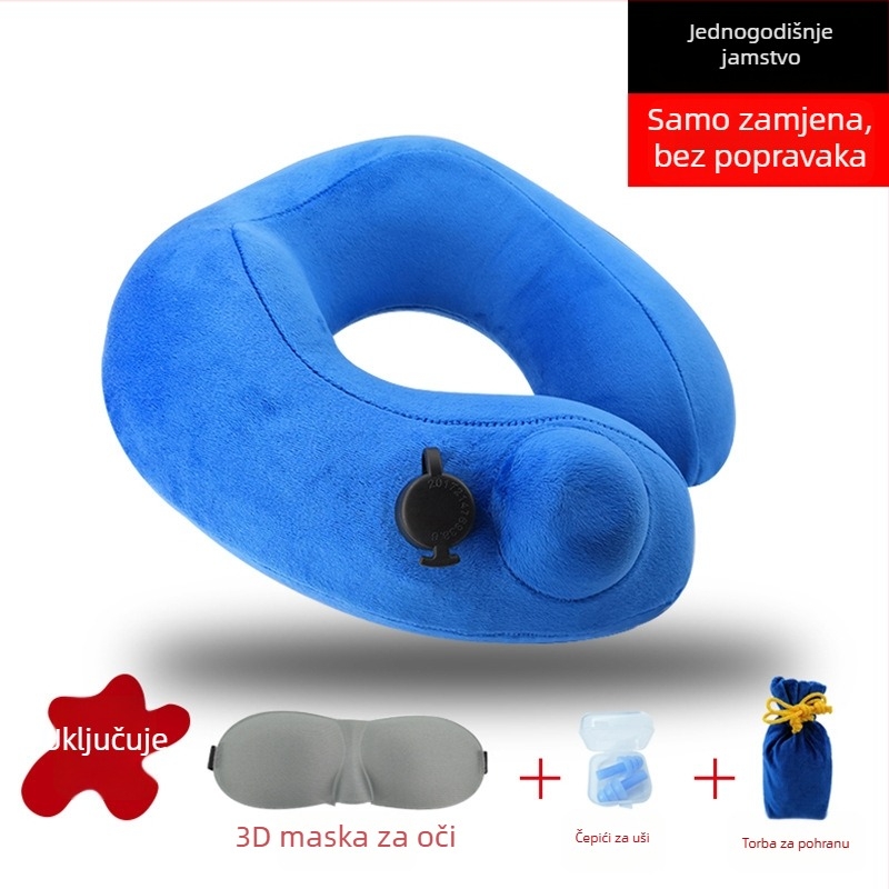 Prilagodljiva nafukljiva U-oblikovana jastučnica s otiskom logotipa za uredski odmor, prijenosna i jednostavna za skladištenje
