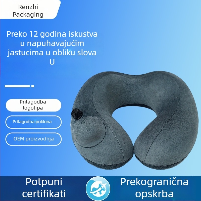 Prilagodljiva nafukljiva U-oblikovana jastučnica s otiskom logotipa za uredski odmor, prijenosna i jednostavna za skladištenje