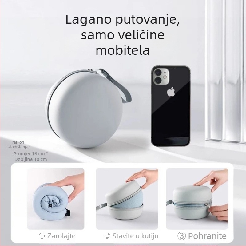 Nova Ice Silk U-oblika jastučnica s memory foamom i slojem zraka, bez pritiska na vrat, za kratko drijemanje, kompaktno odlaganje