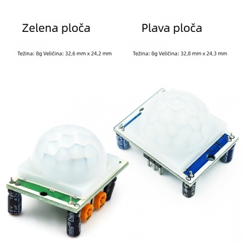 HC-SR501 PIR modul s pyroelektričnim senzorom, PCB zelena ili plava opcija