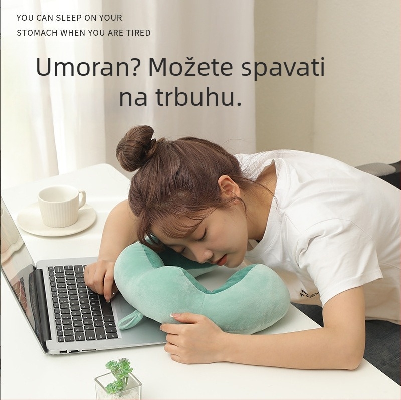 U oblik jastuk za vrat s PP pamukom, za automobil i avion, s izbočenim dizajnom i logom