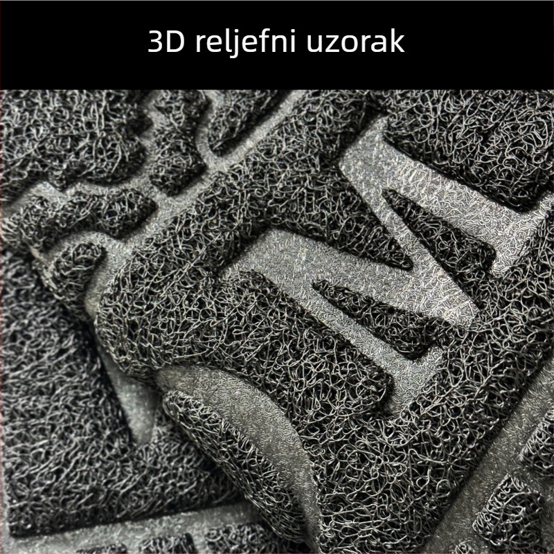 Crna PVC prostirka za pod s svilenim petljama, otporna na habanje, 3D reljefni uzorak, ulazna prostirka za dom, uklanjanje prašine