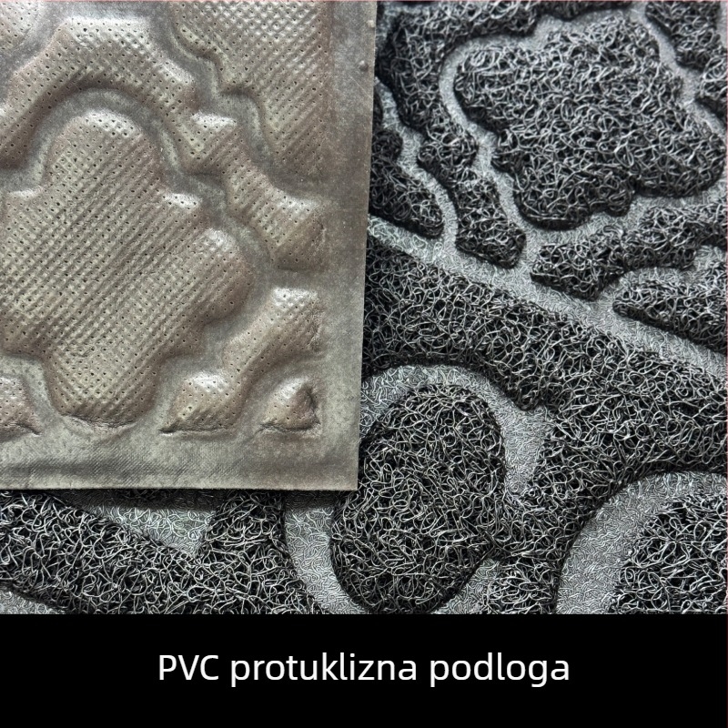 Crna PVC prostirka za pod s svilenim petljama, otporna na habanje, 3D reljefni uzorak, ulazna prostirka za dom, uklanjanje prašine