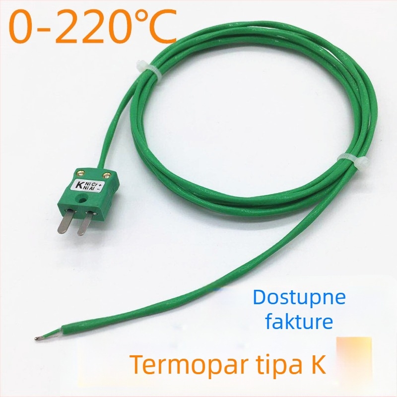 K-typ kabel za kompenzaciju termopara, zeleni štitni višestruki uvijeni par, kabel za mjerenje temperature s utikačem i utičnicom