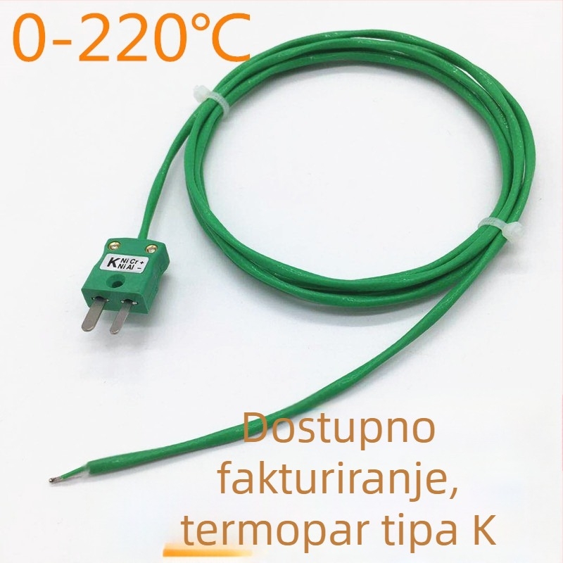 K-typ kabel za kompenzaciju termopara, zeleni štitni višestruki uvijeni par, kabel za mjerenje temperature s utikačem i utičnicom