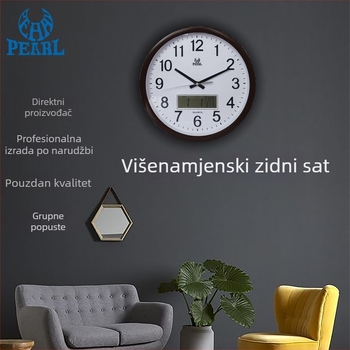 Višenamjenski zidni sat za dnevni boravak, 14 inča, na zid, tiho kvarcni sat, prikaz temperature i kalendar