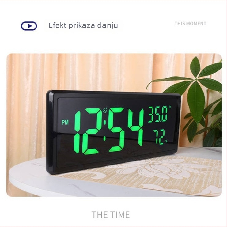 Kreativni zidni sat za dnevni boravak s velikim zaslonom, digitalni sat s prikazom temperature i vlage, jednostavan alarm, model 3808L