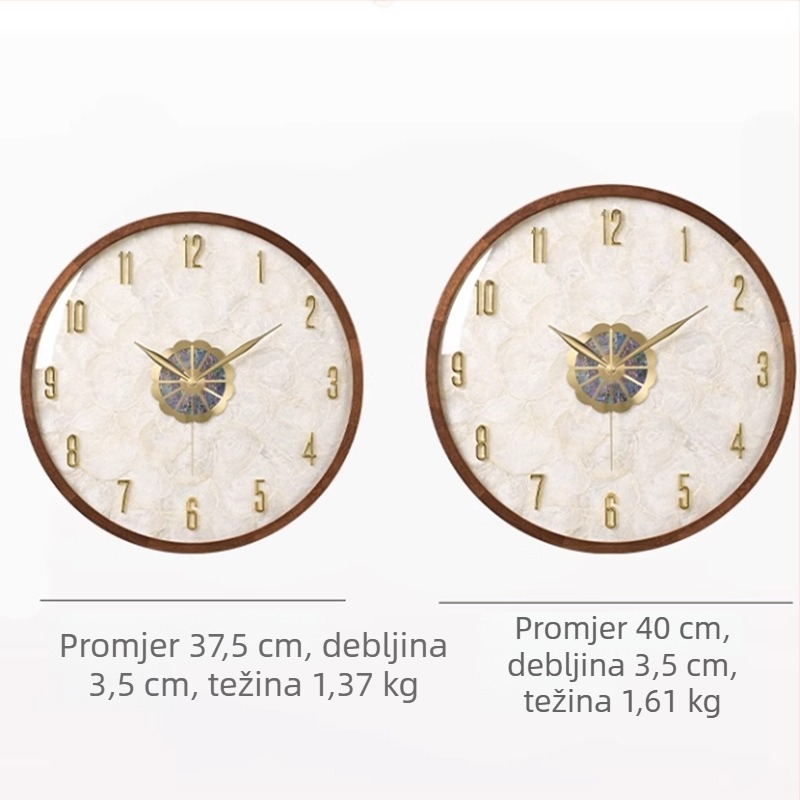 Masivni drveni zidni sat, moderni kineski stil, tih kvarcni mehanizam, dekorativan za dnevnu sobu.