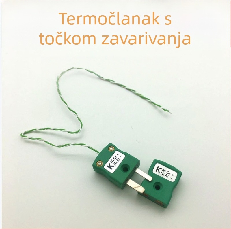 K-typ termopar, uvijeni par mjerenja temperature, zelena-bijela žica, linija za testiranje temperature u peći, zeleni utikač i zavarivački vrh
