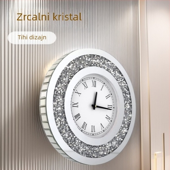 Zidni sat s rimskim brojevima, ogledalnim kristalima, kvarcni mehanizam, ružičasto-zlat završetak