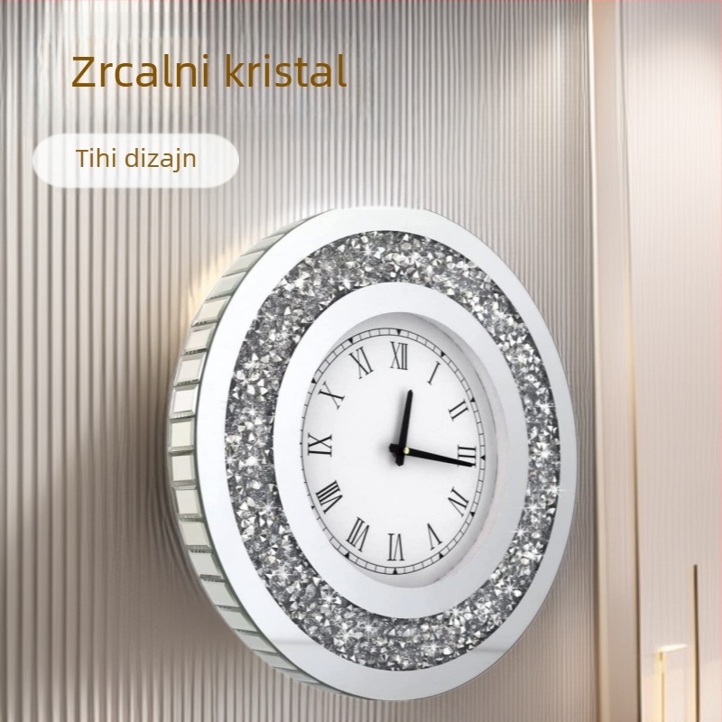Zidni sat s rimskim brojevima, ogledalnim kristalima, kvarcni mehanizam, ružičasto-zlat završetak