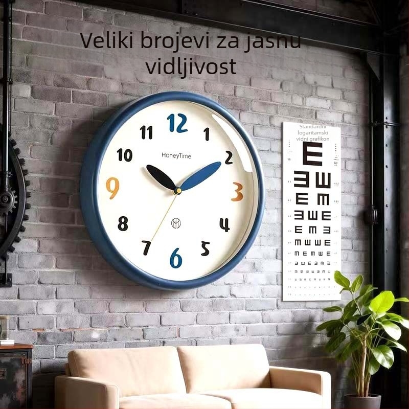 Moderni minimalistički zidni sat za kućnu upotrebu, tih rad, okrugli dizajn, bez bušenja, pogodan za dnevni boravak i spavaću sobu