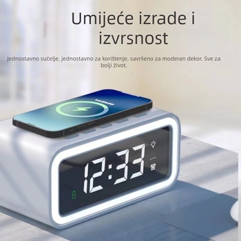 Nova sklopiva šest u jednom elektronički sat budilica s bežičnim punjenjem i noćnim svjetlom na noćnom stolu