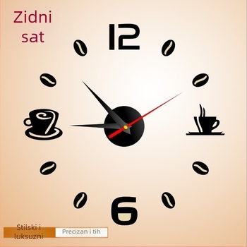 Digitalni zidni sat s temom kave za dnevni boravak — akrilni umjetnički sat, DIY zidna dekoracija