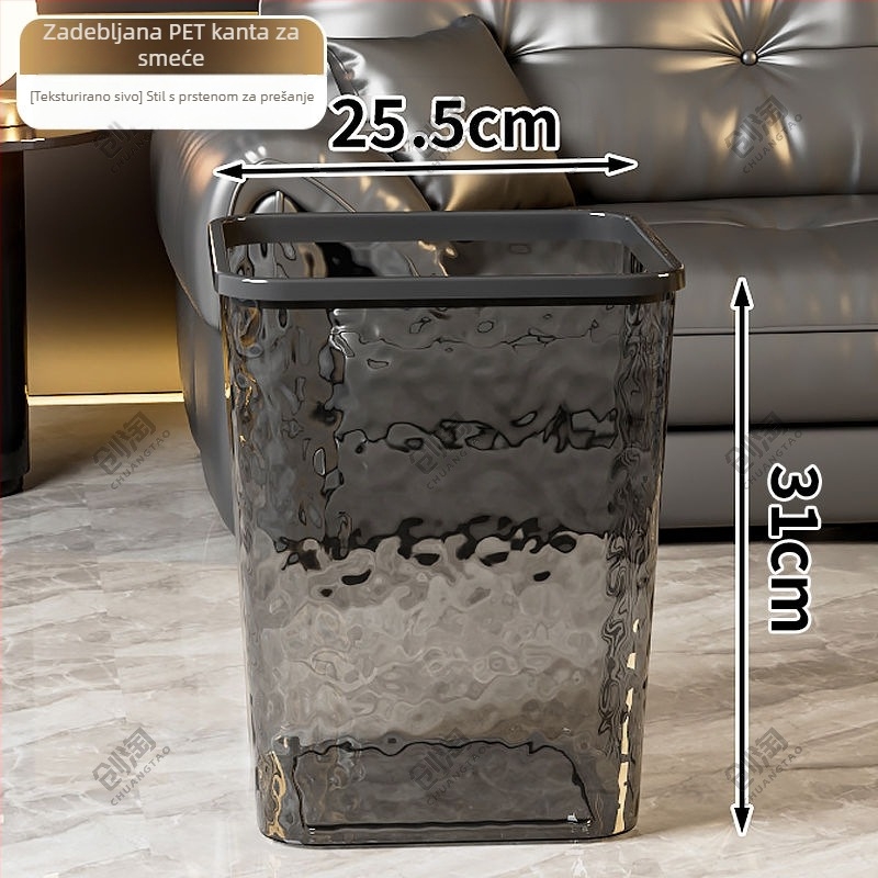 Lagana luksuzna kućna kanta za smeće, nova velika kapaciteta 10 L, prozirna, kvadratnog oblika, bez poklopca, za dnevni boravak, kupaonicu i spavaću sobu