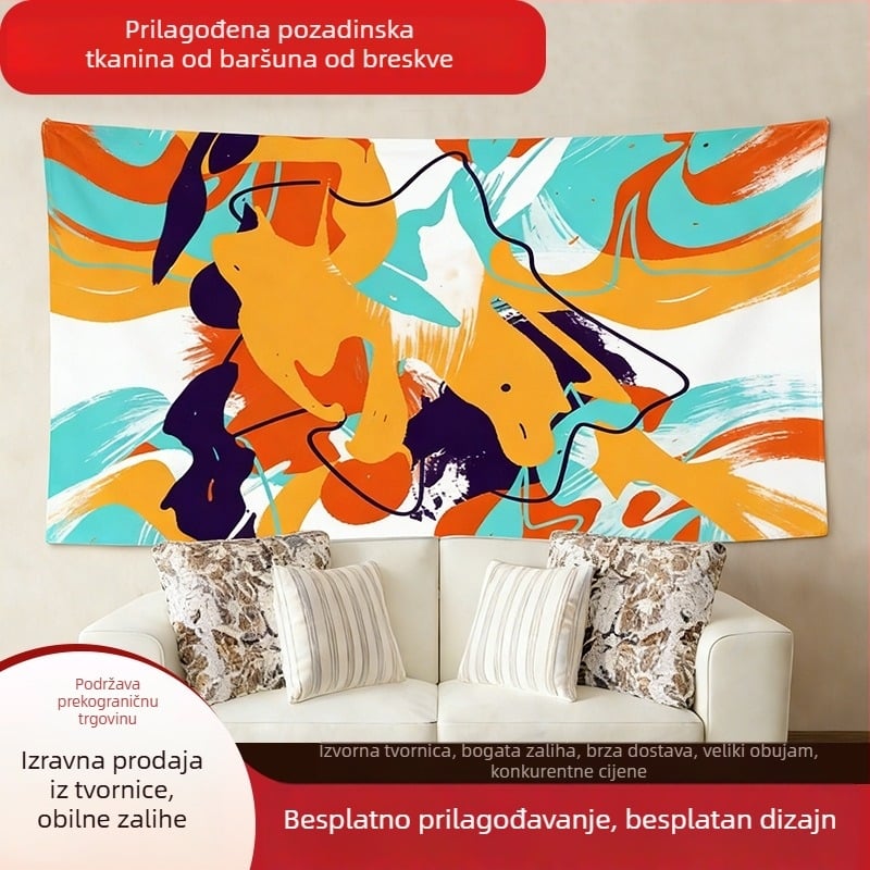 Tapiserija od velura s teksturom breskve, pozadina za fotografije i dekoracije za zabave, četverokutnog oblika, 100% poliester, nordijski stil