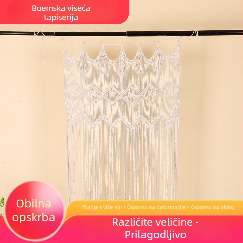 Boemski tapiserij zid, jednostavan zidni ukras, moderan nordijski stil, ručno tkano