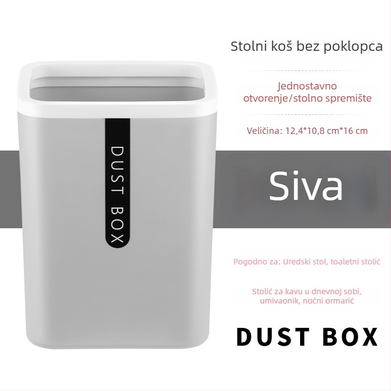 Kvadratni plastični stolni kanta za smeće, kompaktna, bez poklopca, 4 L, za kuću i ured