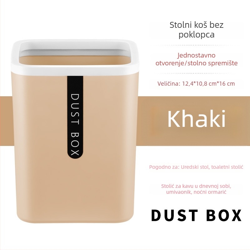 Kvadratni plastični stolni kanta za smeće, kompaktna, bez poklopca, 4 L, za kuću i ured