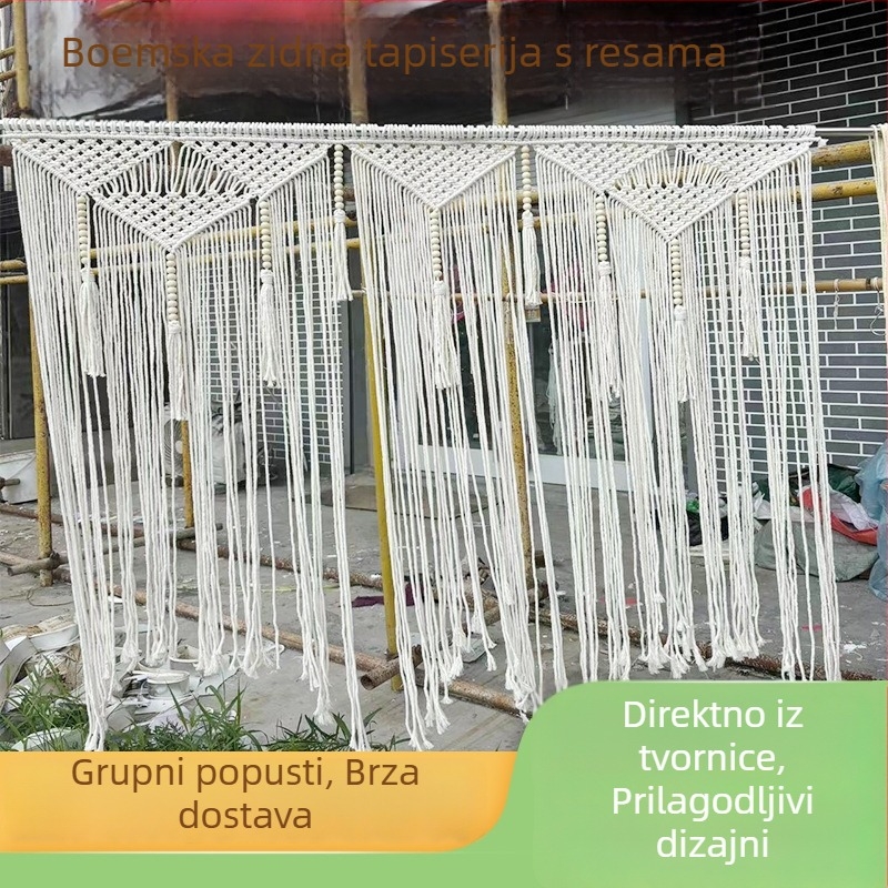Boemski resni — tkan dekor zidnog platna od pamukog užeta, pregradna zavjesa, ručno izrađeni gobelin