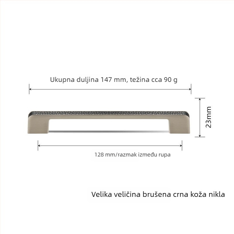 Duga ručka za ormar, crna, od cinkovog legura, europski stil, moderni minimalistički dizajn