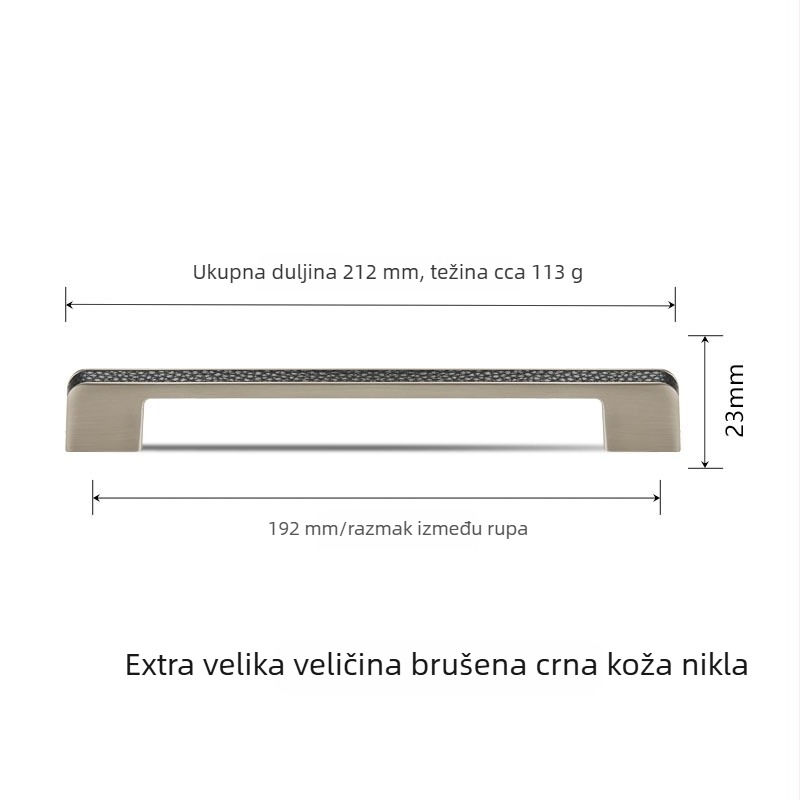 Duga ručka za ormar, crna, od cinkovog legura, europski stil, moderni minimalistički dizajn