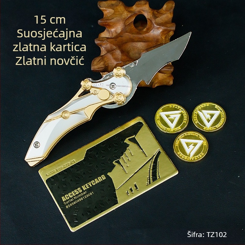 15 cm figurica za Novu godinu s zlatnom kartom i zlatnim novčićima – dekorativni model
