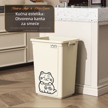 Kućni kanta za smeće četvrtastog oblika bez poklopca, premium plastika, veliki kapacitet 12 L i više, ergonomski dizajn, bez saginjanja