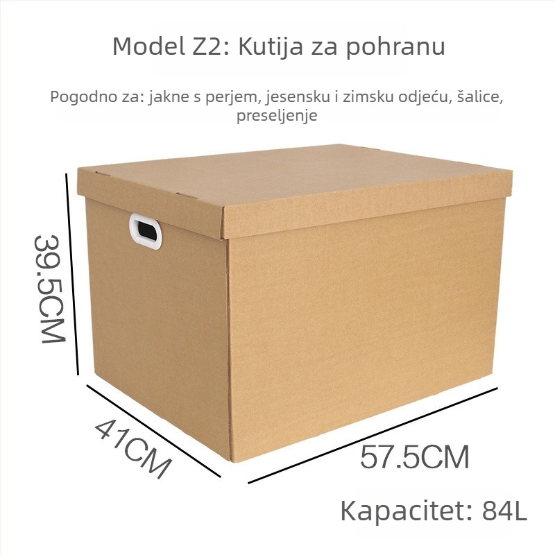 Kraft kutija za preseljenje s poklopcem za odjeću, knjige i dokumente