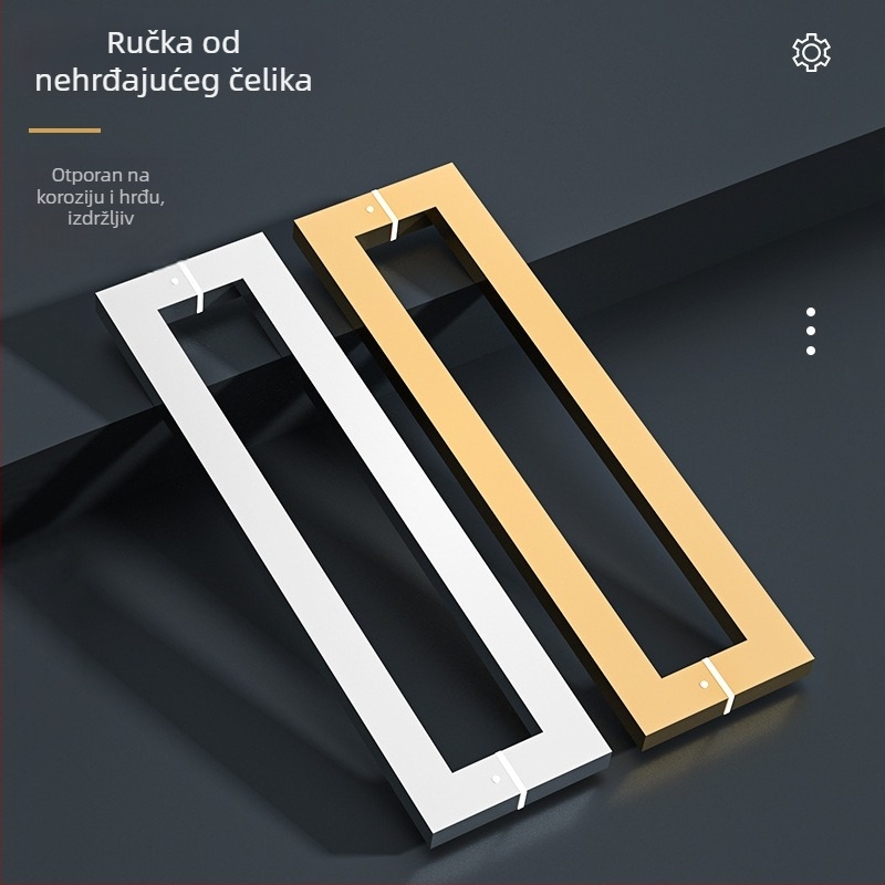 Ručka za staklena vrata s kvadratnim cijevnim profilom za klizna vrata, elektroplatirana bez otisaka prstiju, za okvirna drvena vrata, moderan minimalistički dizajn