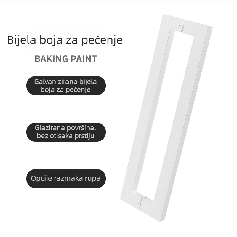 Ručka za staklena vrata s kvadratnim cijevnim profilom za klizna vrata, elektroplatirana bez otisaka prstiju, za okvirna drvena vrata, moderan minimalistički dizajn