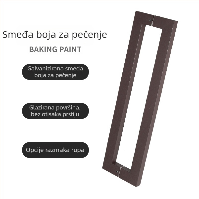 Ručka za staklena vrata s kvadratnim cijevnim profilom za klizna vrata, elektroplatirana bez otisaka prstiju, za okvirna drvena vrata, moderan minimalistički dizajn