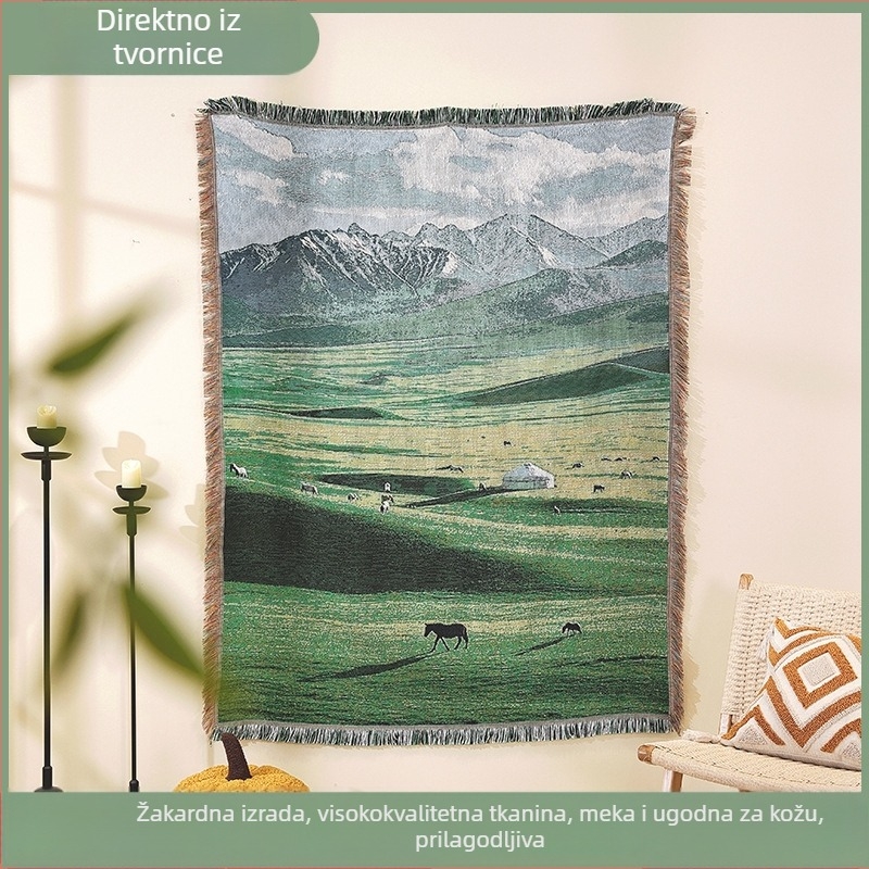 Dekorativna deka s pejzažom, Jacquard tapiserija za kampiranje, pokrivač za kauč, tepih i stolnjak