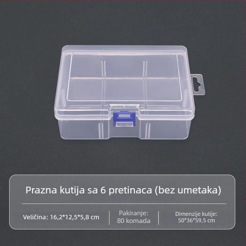 Velika prozirna PP plastična kutija za organiziranje stolnih dodataka, alata i ribolovne opreme sa preklopnim poklopcem