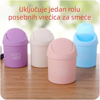 Kreativni stolni koš za otpad s poklopcem, mini cilindrični koš za dom, slatka papirna košara za dnevnu sobu i spavaću sobu