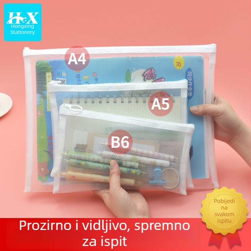 Prozirna najlonska torbica za dokumente za studente, organizator knjiga i školskih potrepština sa zatvaračem