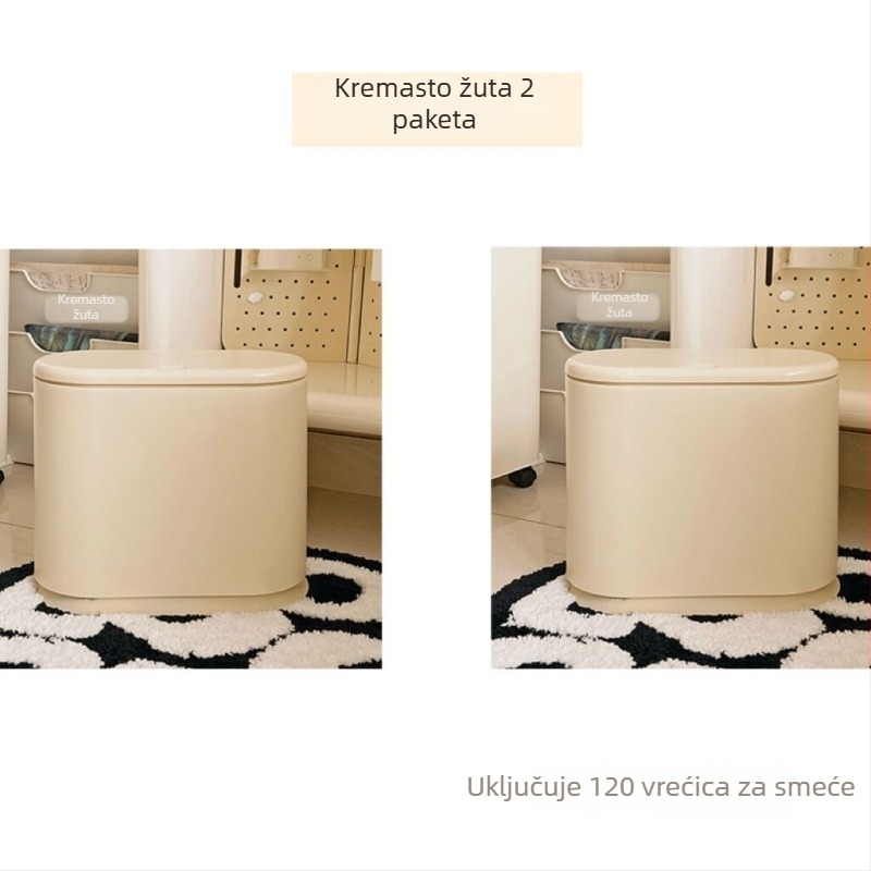 Plastična kanta za otpad s pritisnim poklopcem, ovalnog oblika, minimalistički dizajn, za kućnu upotrebu – dnevni boravak, kupaonica i spavaća soba